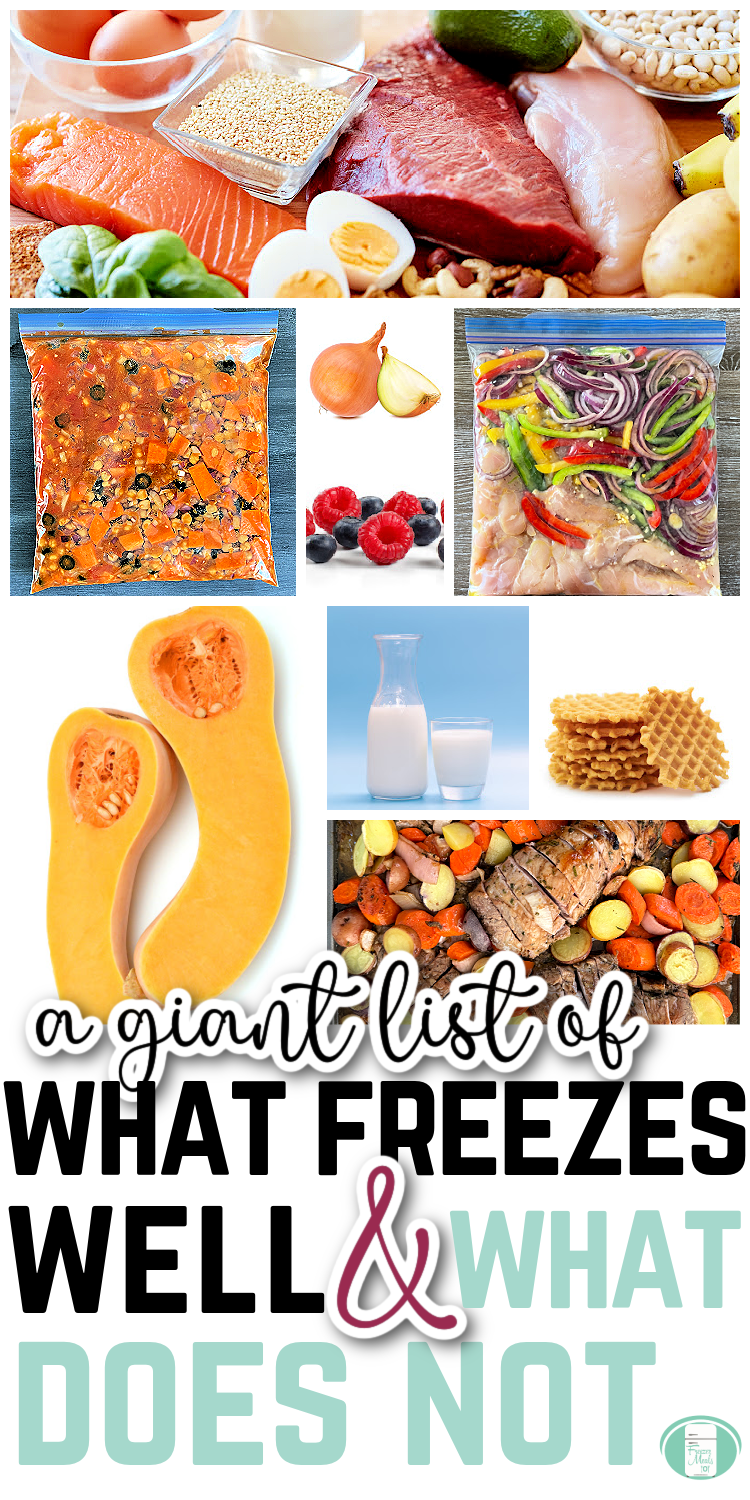 a collage of food items: butternut squash, an onion, berries, milk, waffles, pork tenderloin and others