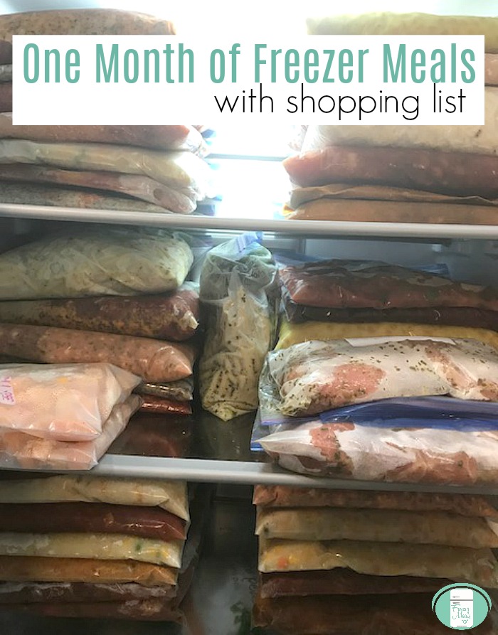 One Month of Freezer Meals with printable shopping list #freezermeals101 #freezercooking #makeaheadmeals