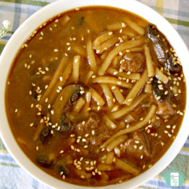 close up of Instant Pot Asian noodle soup