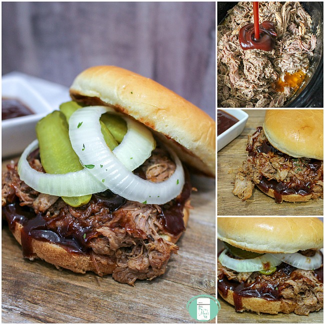 collage of making and serving BBQ pulled pork