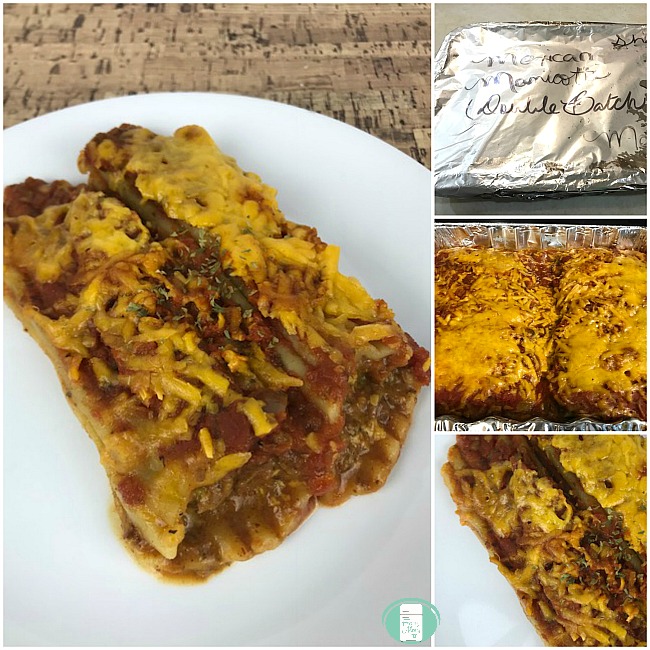 collage of Mexican manicotti bake under foil and on a plate