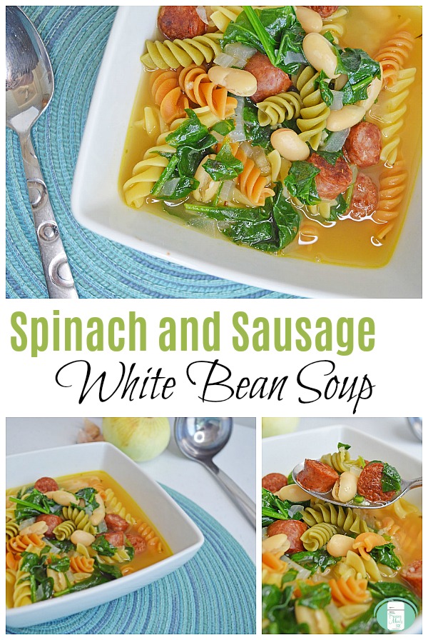 Spinach and Sausage White Bean Soup Freezer Meal #freezermeals101 #freezersoup #souprecipes