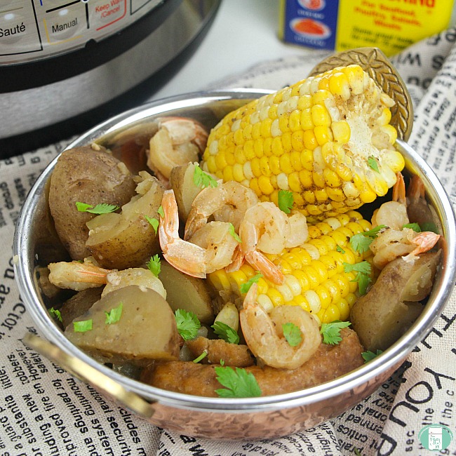 close up of instant pot shrimp boil