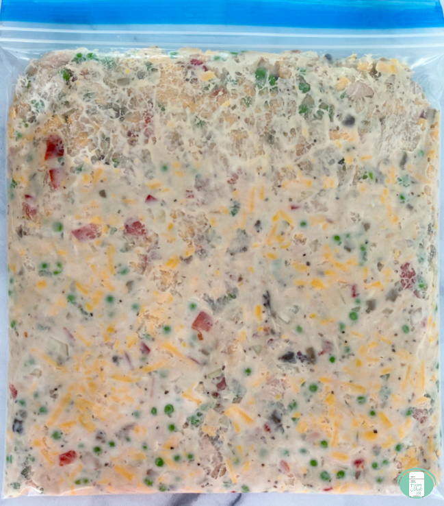 freezer bag filled with tuna casserole