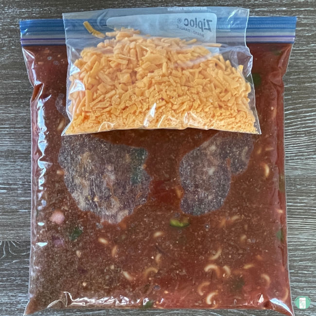 hamburger goulash in freezer bag