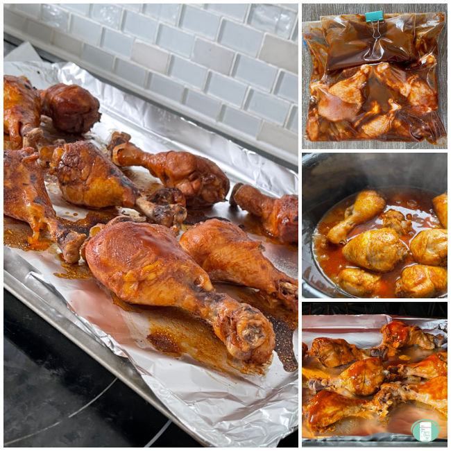 photos of cooked chicken drumsticks on aluminum foil