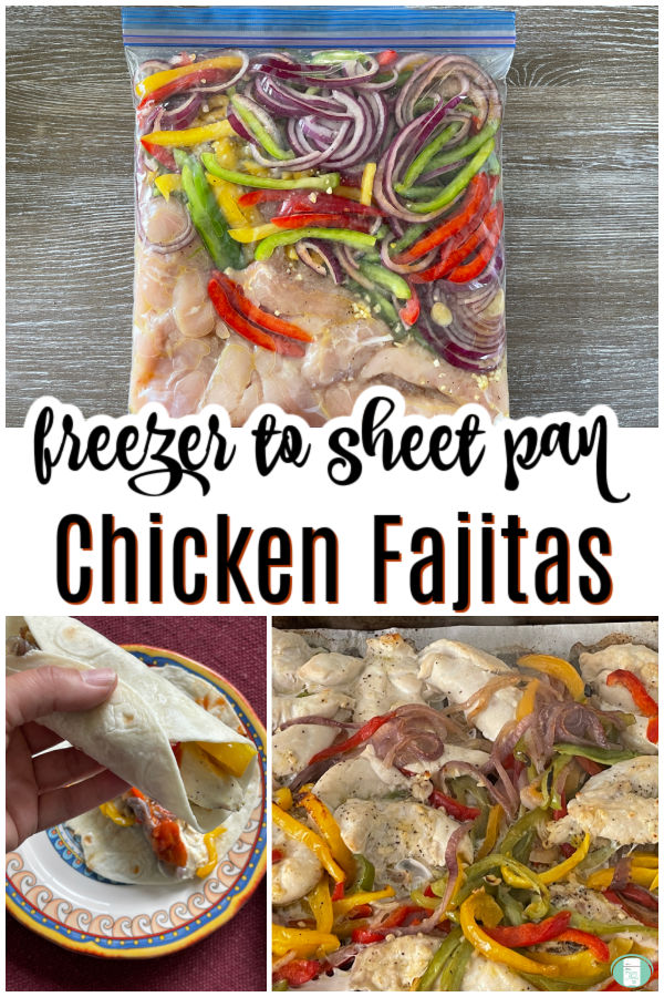 chicken and bright coloured vegetables in a clear bag and then on a baking sheet