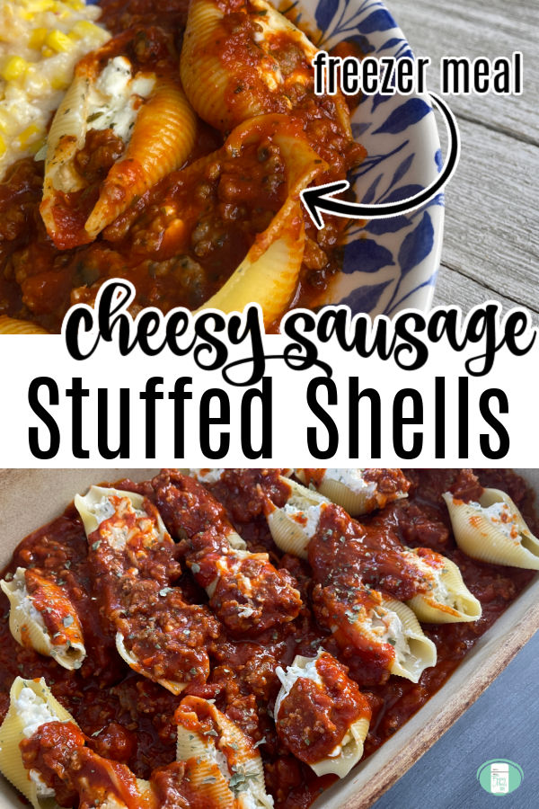 dish full of pasta shells stuffed with a cheese mixture and covered in red sauce 