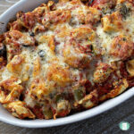 baked pasta topped with cheese