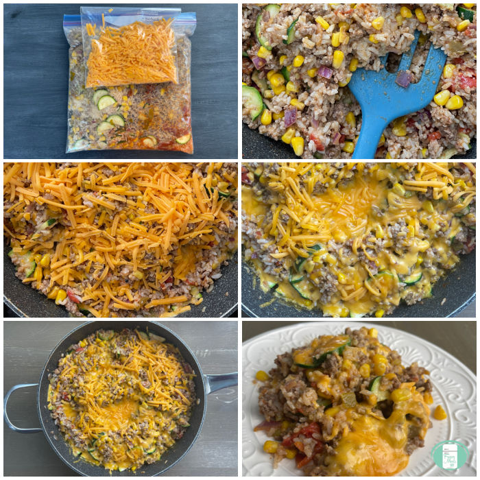 process of making a ground beef and rice casserole