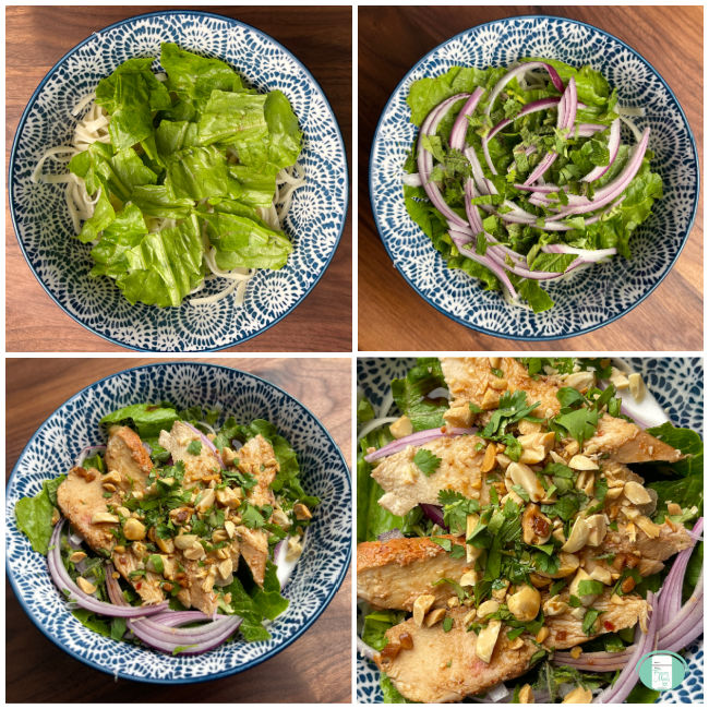 progress photos of a salad in stages of assembly