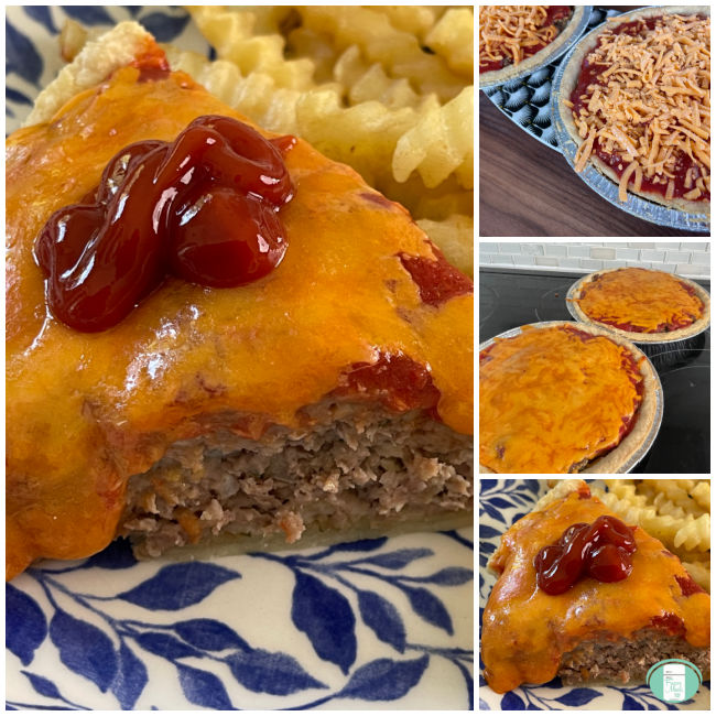 collage of different stages of making cheeseburger pie
