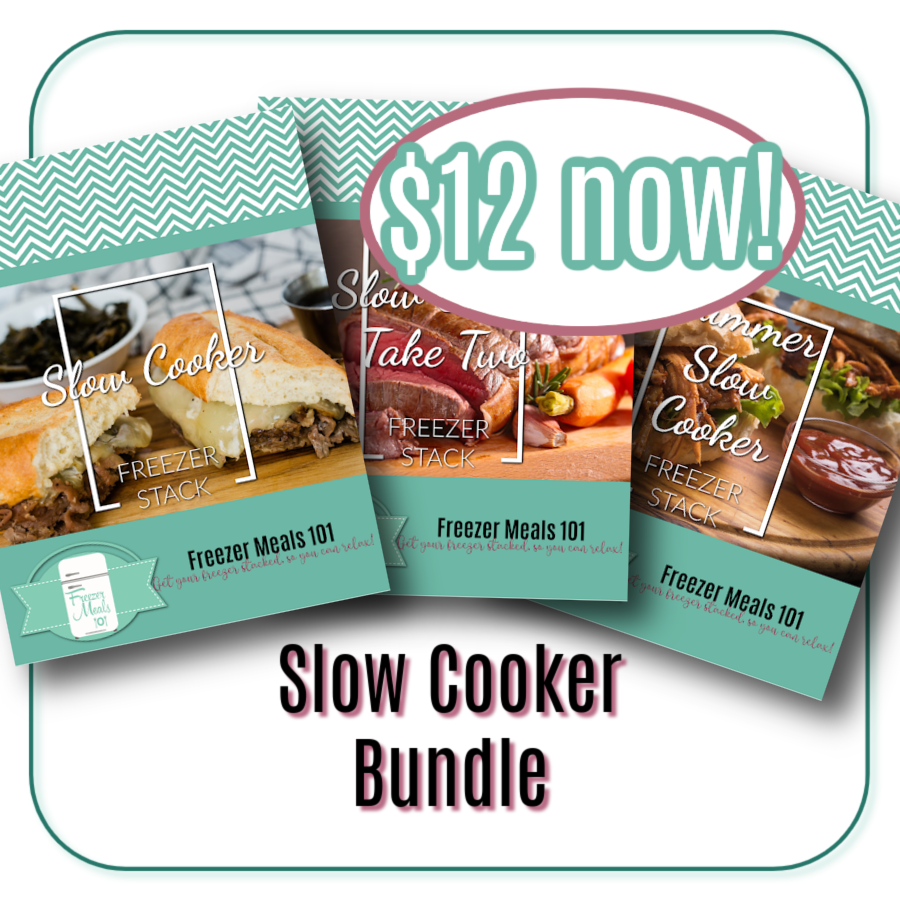 Slow Cooker Bundle copy three PDF covers shown fanned out: Slow Cooker, Slow Cooker Take Two and Summer Slow Cooker with a $12 now sticker