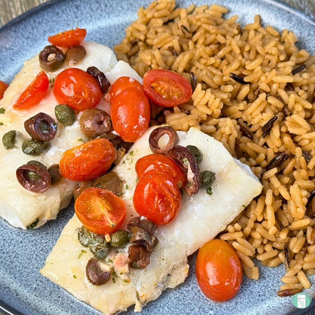 Mediterranean Baked Cod - Freezer Meals 101