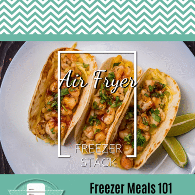 Air Fryer Freezer Stack cover page featuring cauliflower tacos