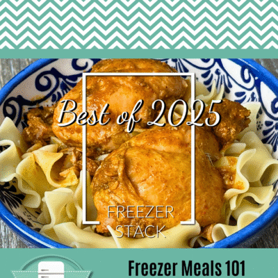 Best of 2025 Freezer Stack featuring saucy chicken on egg noodles