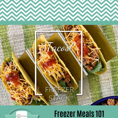 Tacos Freezer Stack Cover Page featuring a photo of three tacos