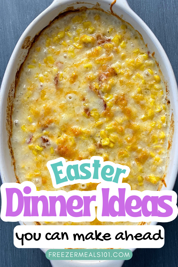 cream corn in a white casserole dish