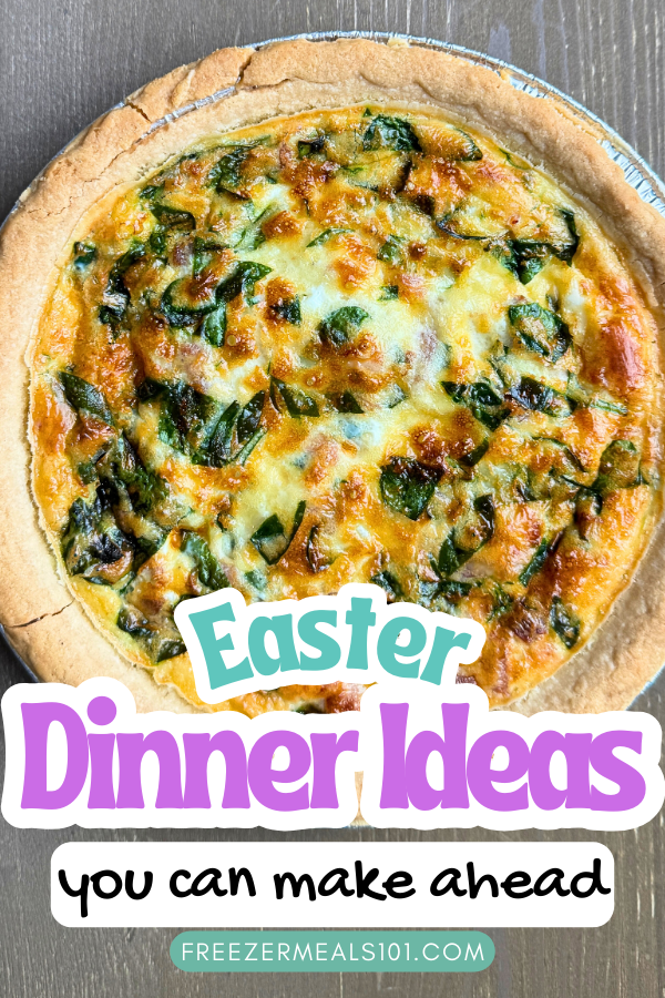 a full quiche in pie shell with spinach and cheese visible