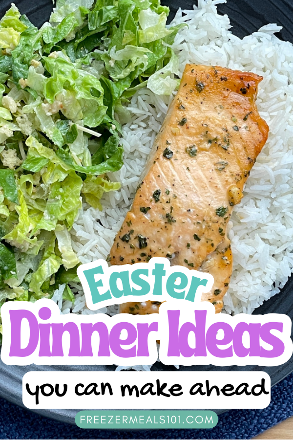 salmon on a bed of rice next to a salad on a plate