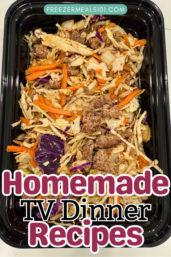 shredded cabbage, ground beef, shredded carrots, and seasoning in a container