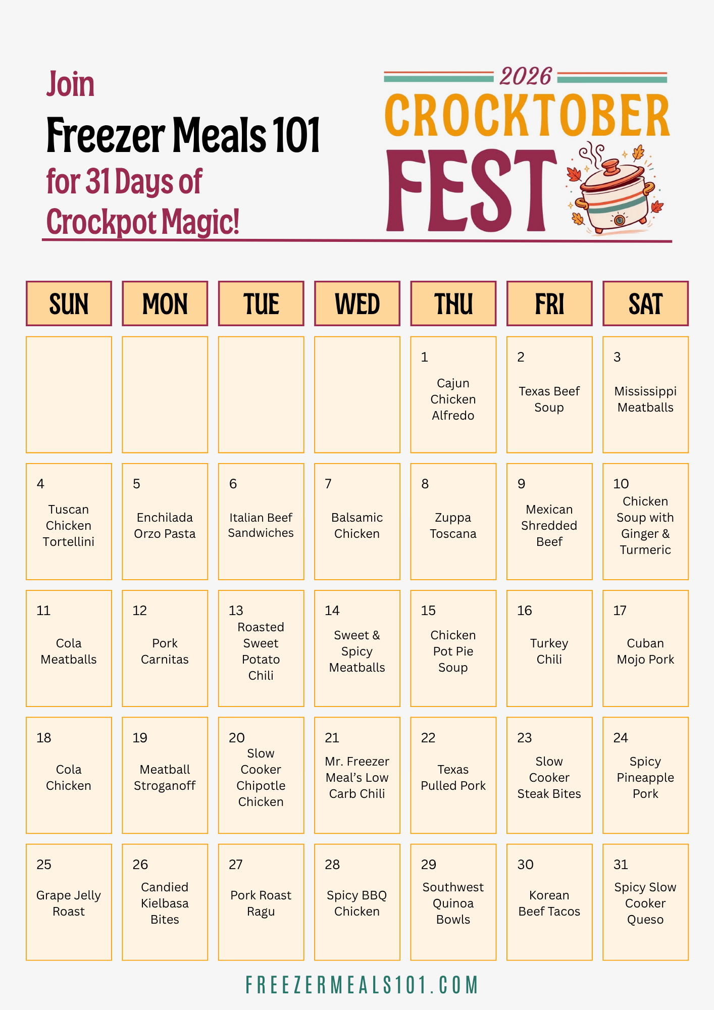 Crocktoberfest 2026 – 31 Days of Freezer to Crock Pot Magic Copy