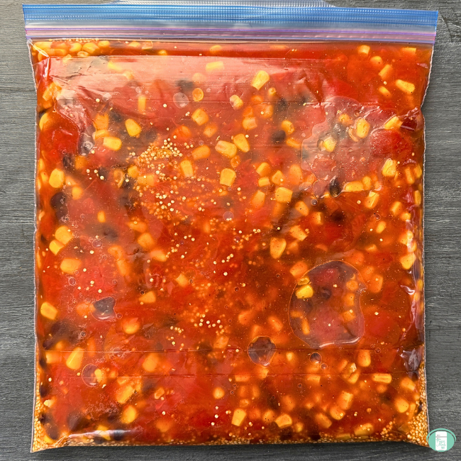 Make ahead southwest quinoa bowl in a ziploc, ready to be frozen