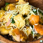 Creamy mushroom one pot tortellini served in a bowl