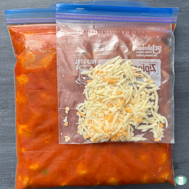 Make ahead enchilada meatballs in a ziploc with another ziploc of shredded cheese on top